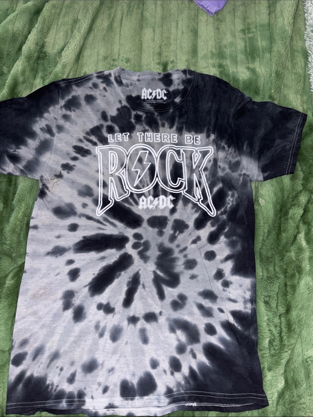 AC/DC Black & Gray Tie-Dye "Let There Be Rock" Graphic Tee